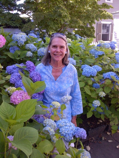 Alexandra Stoddard with hydrangeas photo