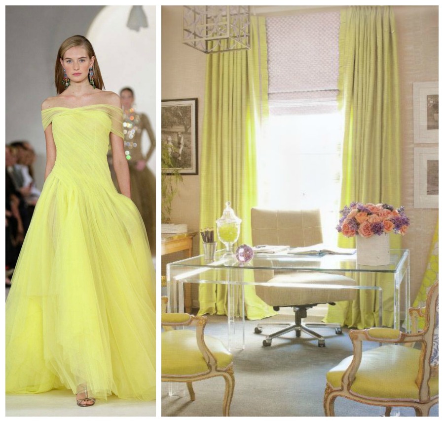PANTONE CUSTARD - Timeless Ellegant & Classic - RL ss15 gown - Amanda Nesbet Office - Fashion & Decor Collage Lynda Quintero-Davids