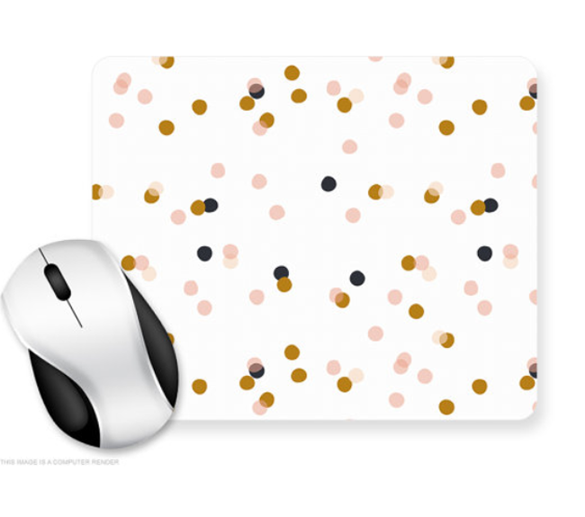 Gold, black and pink polka dotted mouse pad