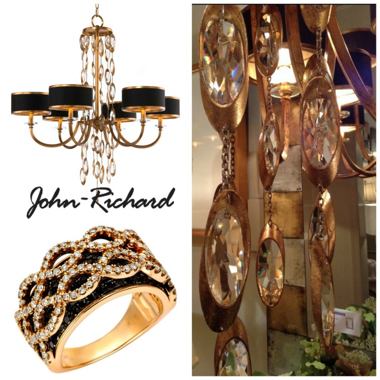 John Richard Collection Black Ties chandelier with a ring