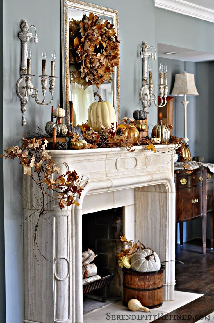 Fireplace Mantel Decor Ideas for Decorating for Thanksgiving