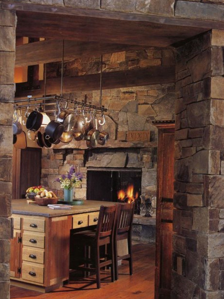 kitchen with fireplace