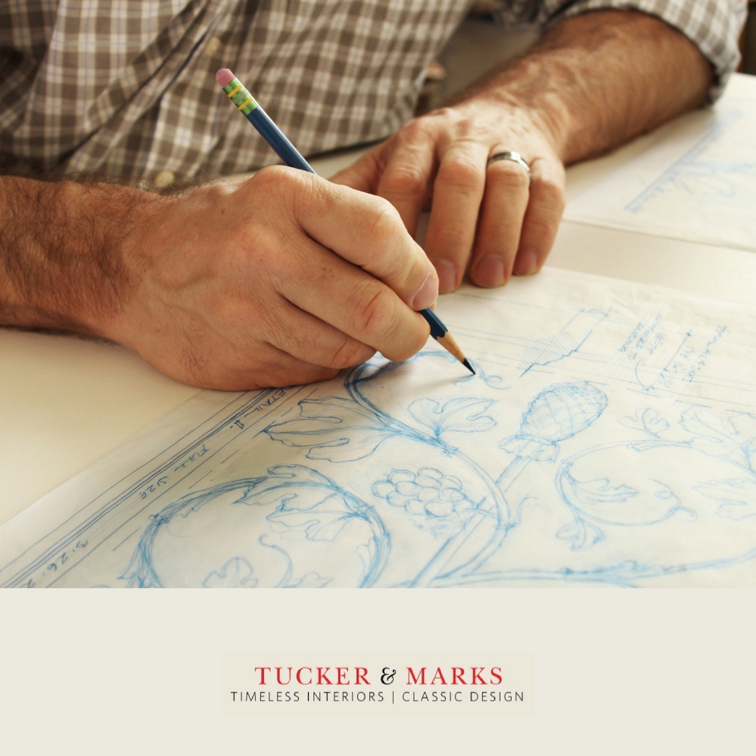 Customized drawings being done by a draftsman in the San Francisco offices of Tucker and Marks