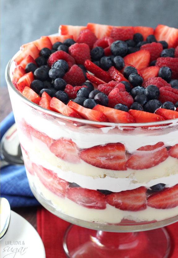 4th of July food ideas, triple berry cake. 