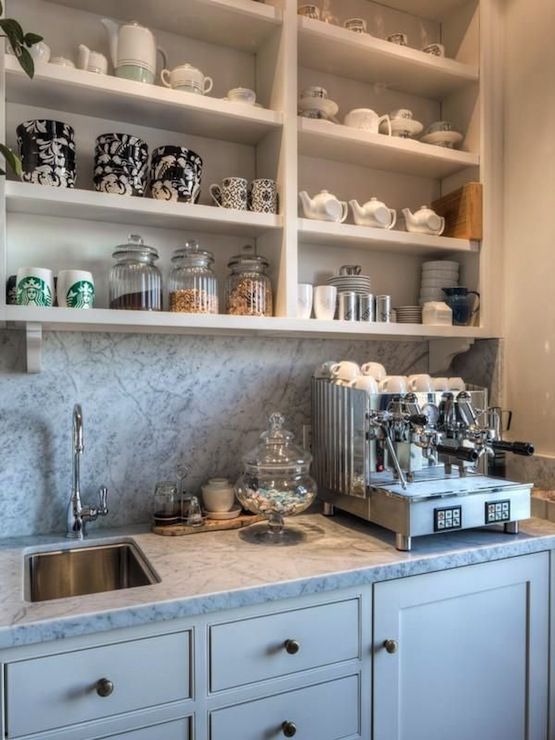 Kitchen Cabinet with Coffee Station and Wine Bar - Transitional