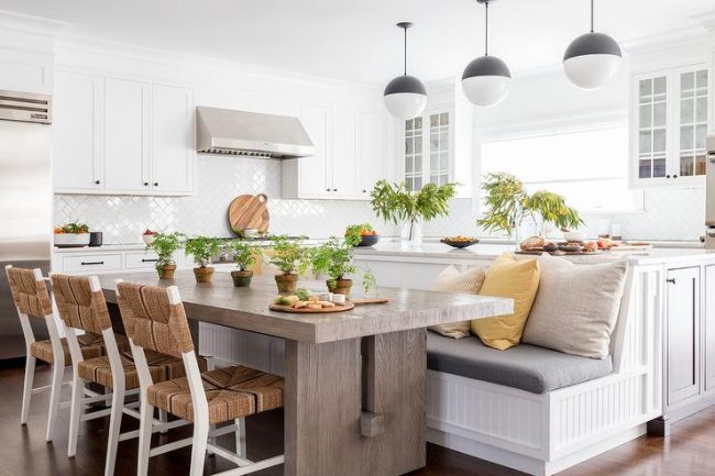 Small kitchen island with bench online seating